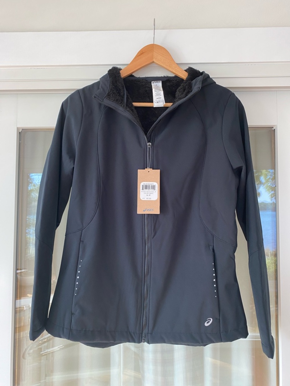 ASICS Black Hooded Jacket with Faux Fur Lining